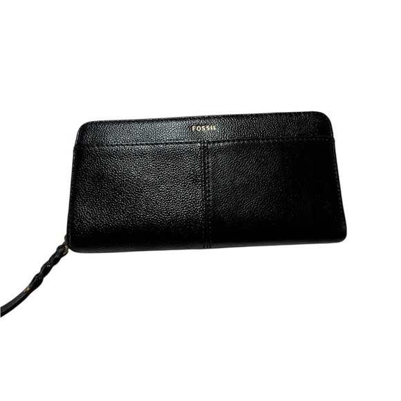 Fossil Black Pebbled Leather Wristlet - Picture 1 of 5